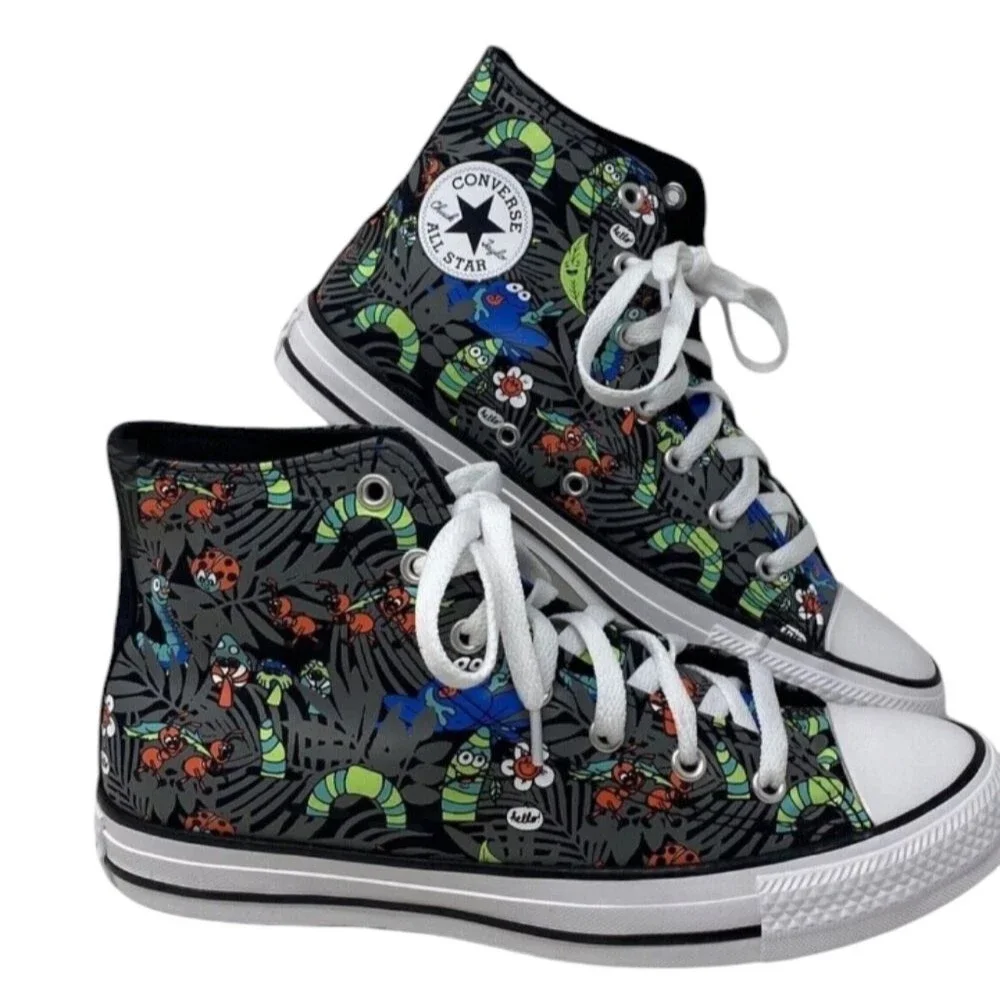Converse Plants Unisex Kids High Top Lace Up Canvas Sneakers Sz 13